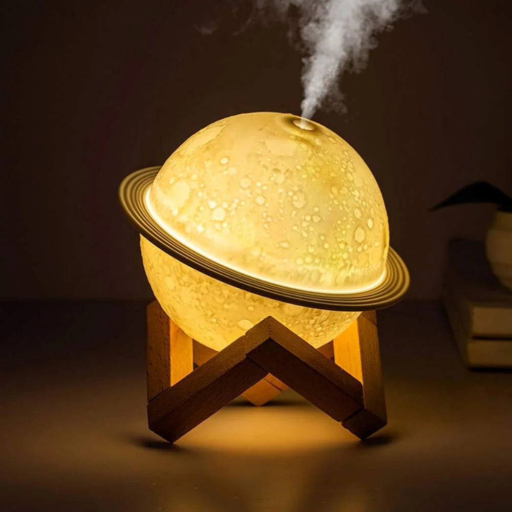 3D Moon Lamp Humidifier, 2 in 1 LED Night Light & Humidifier for Home with Stand, 200ML